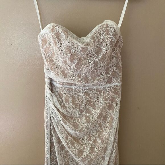 Michael Costello x Revolve Noa Midi Dress white lace stretch strapless $238 XXS - Picture 7 of 12